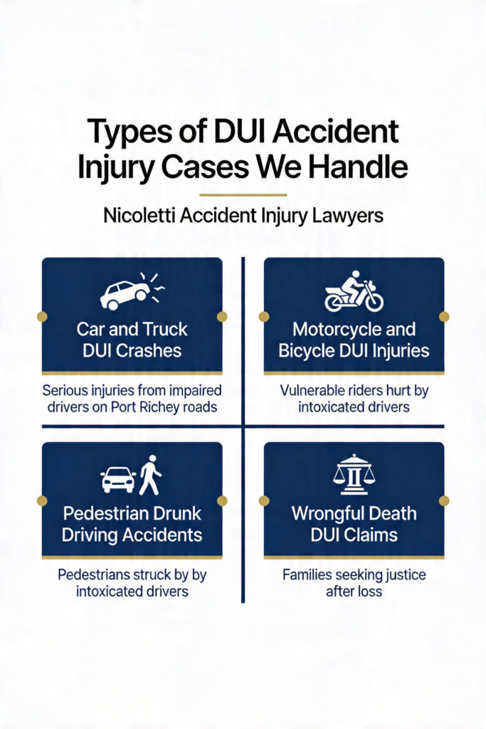 Types of DUI Accident injury cases we handle
