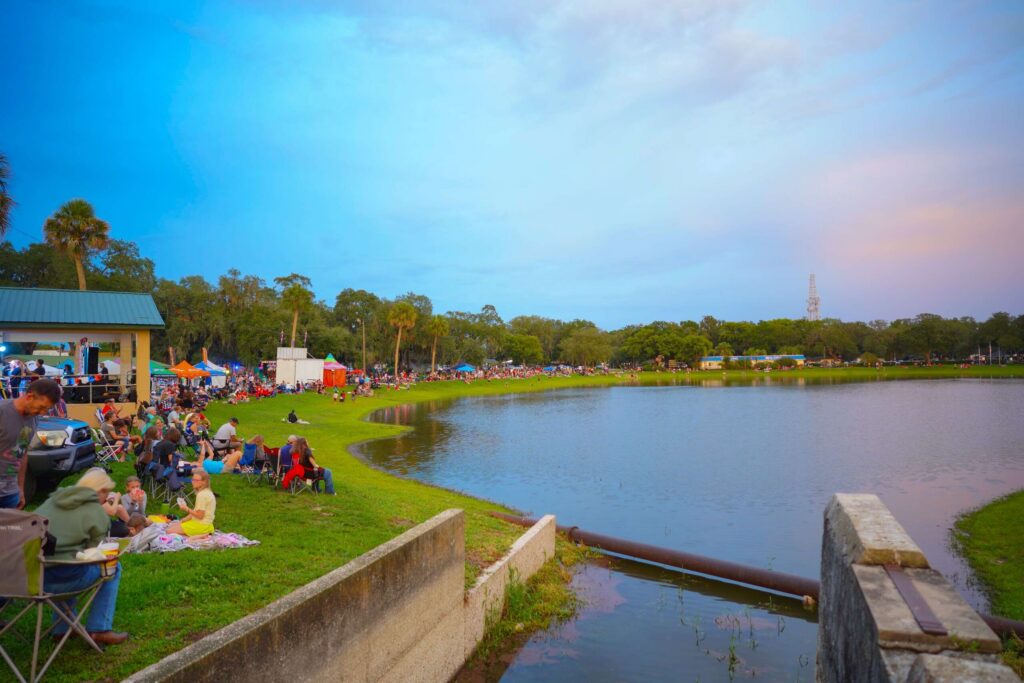 Outdoor community park near lake in area served by Zephyrhills Drunk Driving Accident Lawyers.