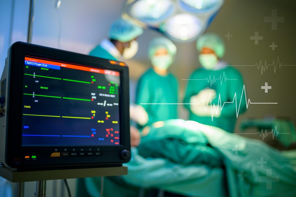 Medical monitor display in operating room, representing claims handled by Zephyrhills Wrongful Death Lawyers.